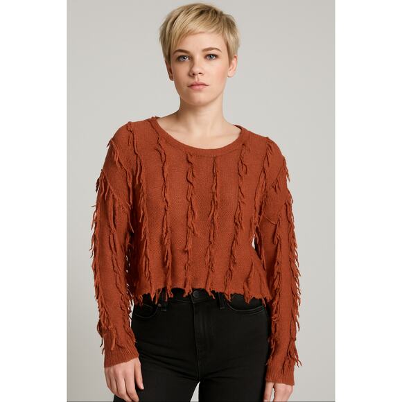 Kerisma Artsy Cropped Sweater,Wool Mohair Blend, Minimalist Versatile Pumpkin ML - Picture 1 of 10